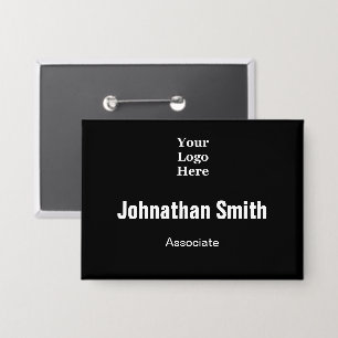 Business Logo Black and White Employee Name Title Button