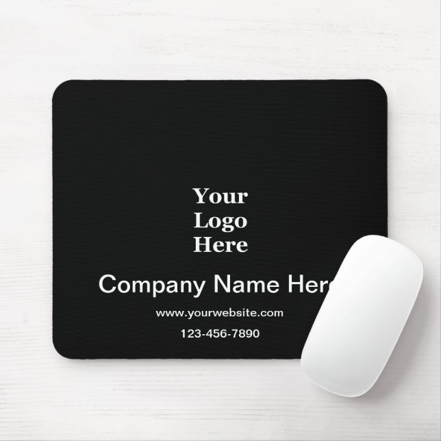 Business Logo Black and White Name Phone Website Mouse Pad (With Mouse)