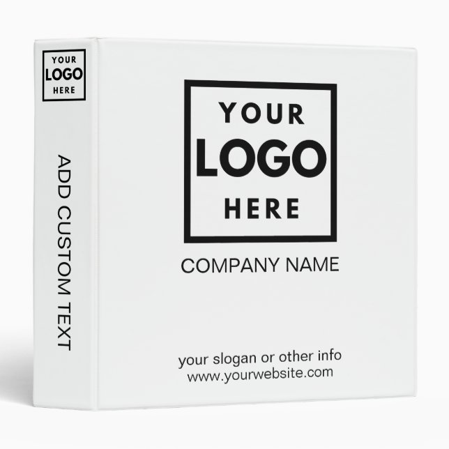 Business Logo Black and White Professional Minimal 3 Ring Binder (Front/Spine)