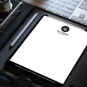 Business Logo Black and White Simple Letterhead