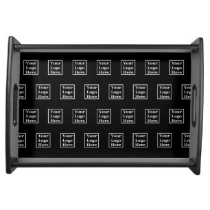 Business Logo Black Branded Pattern Template Serving Tray