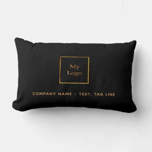 Business logo black gold elegant lumbar pillow