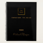 Business logo black gold elegant monogram 2023 planner<br><div class="desc">A stylish,  classic black background.  Personalize and add your business,  company logo,  a text,  year and personal name.  Golden letters.  If you want it without text,  use your back-space key to delete.</div>