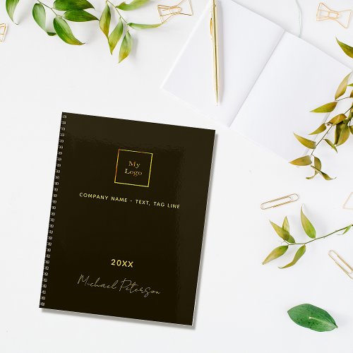 Business logo black gold elegant monogram 2025 planner