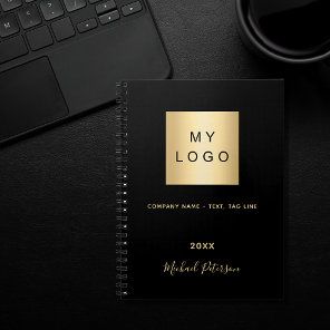 Business logo black gold elegant monogram notebook
