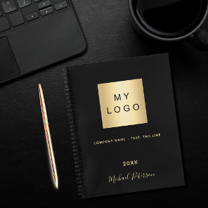 Business logo black gold monogram notebook