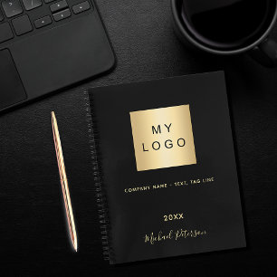 Business logo black gold monogram notebook