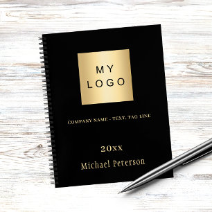 Business logo black gold name year notebook