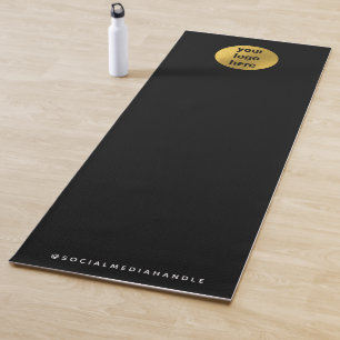 Business Logo Black Gold Yoga Studio Promotional Mat