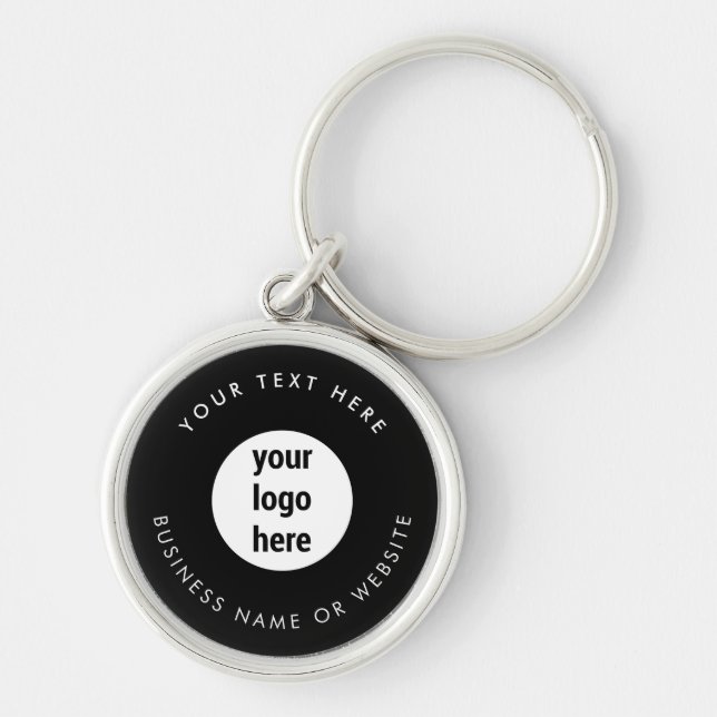 Business Logo Black Minimalist Business  Keychain (Front)