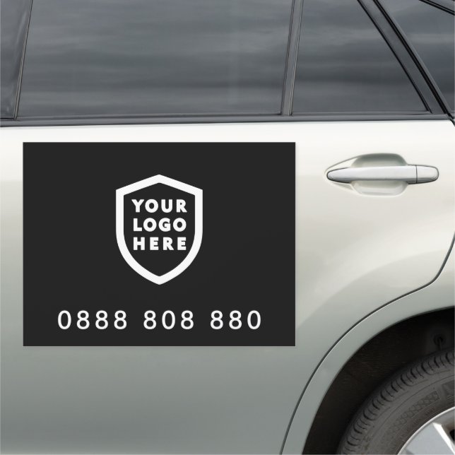 Business Logo | Black Minimalist Modern Simple Car Magnet (In Situ)