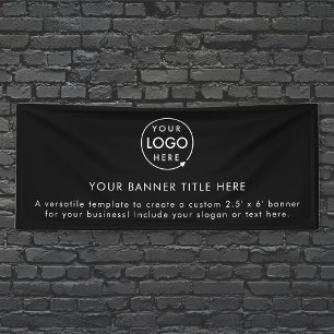 Business Logo   Black Modern Advertising 6' Banner