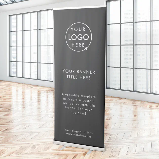 Business Logo | Black Modern Professional Retractable Banner | Zazzle