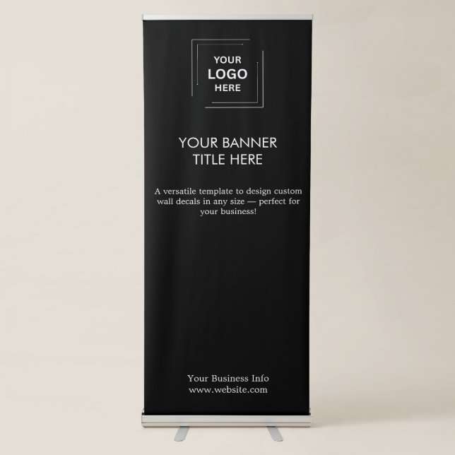 Business Logo | Black Modern Professional  Retractable Banner (Front)