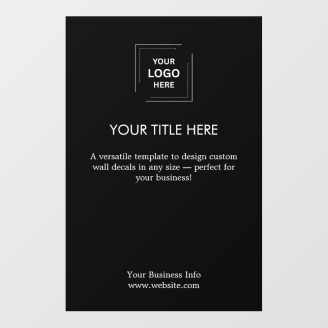 Business Logo | Black Modern Simple Promotional  Wall Decal (Front)