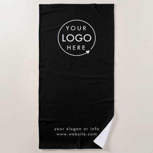 Business Logo  Black Modern Stylish Promotional Beach Towel