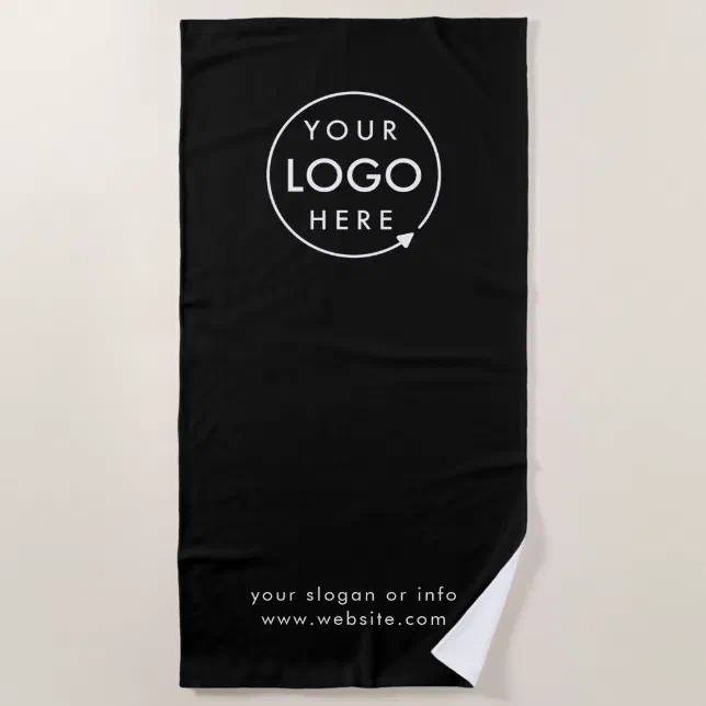 Business Logo Black Modern Stylish Promotional Beach Towel Zazzle