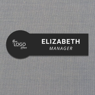 Business Logo Black Name Tag