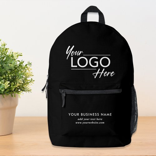 Business Logo Black Printed Backpack