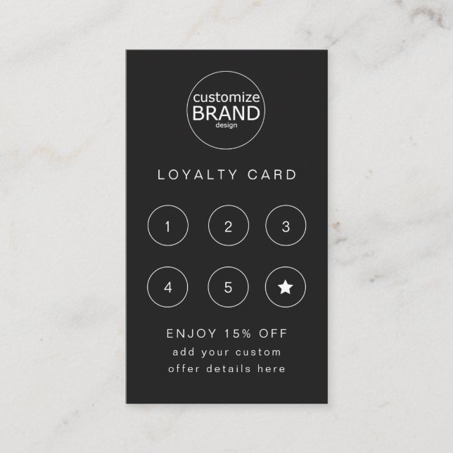 Business Logo Black Professional Loyalty Card (Front)
