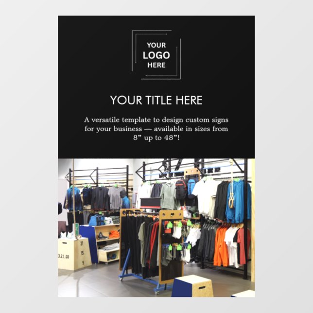 Business Logo | Black Professional Promotional  Wall Decal (Front)