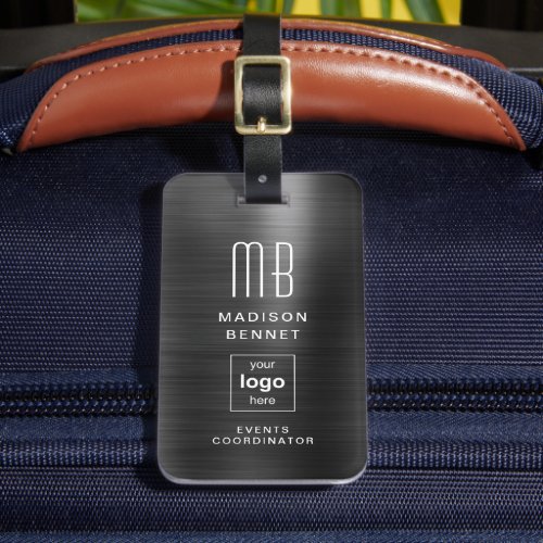 Business Logo Black Professional Travel Luggage Tag