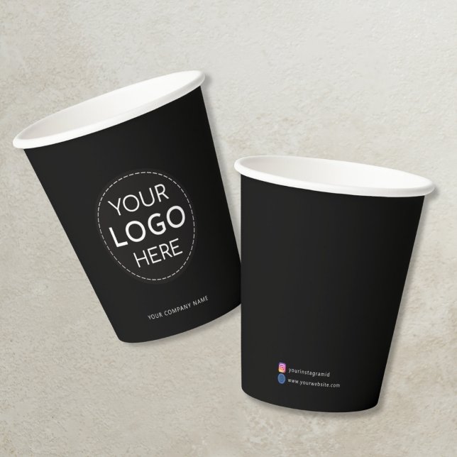 Business Logo black promotional business 8oz Paper Cups (Creator Uploaded)