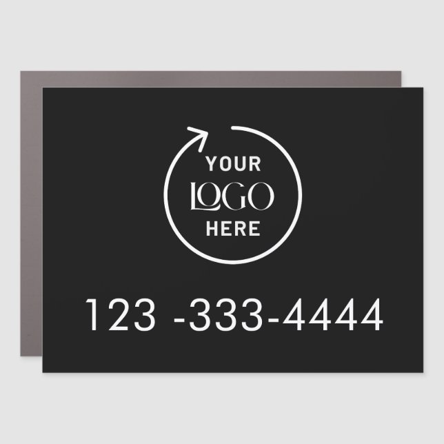 Business Logo | Black Promotional Professional Car Magnet (Front)