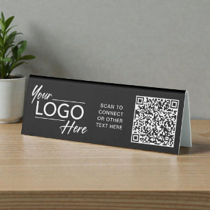 Business Logo Black QR Code Table Tent