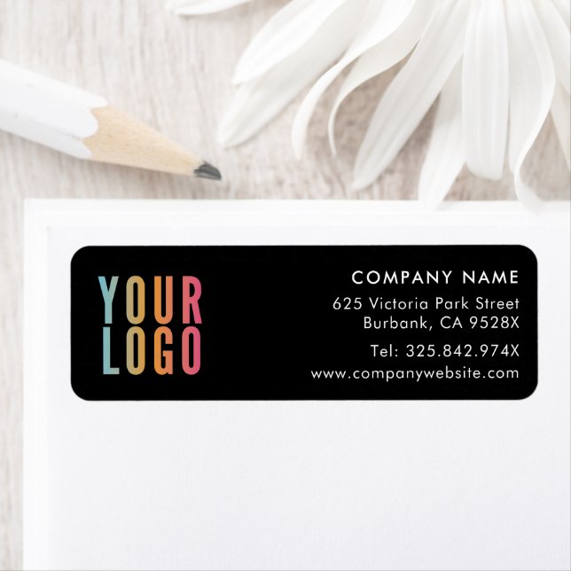 Business Logo Black Return Address Label (Insitu)