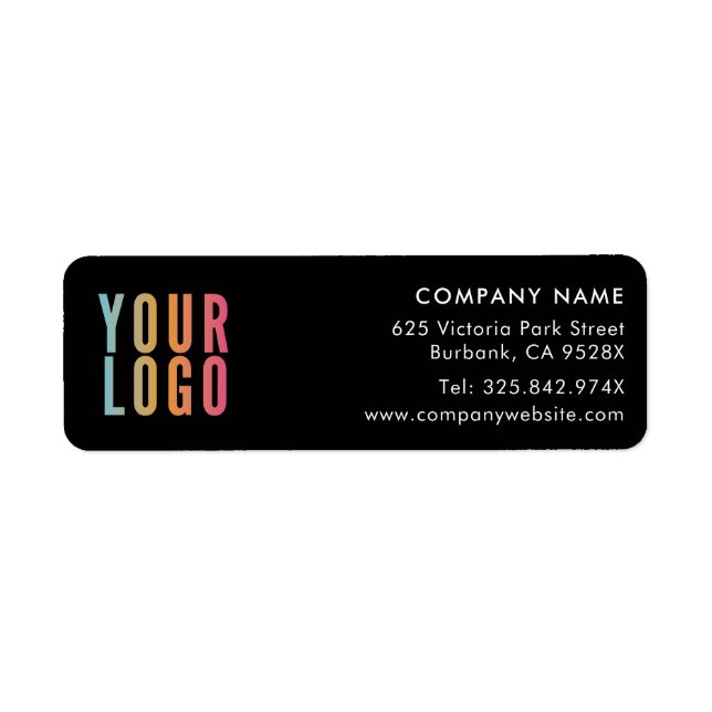 Business Logo Black Return Address Label (Front)