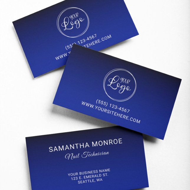 Business Logo Black Royal Blue Gradient Business Card (Business Logo Black Royal Blue Gradient Business Card)