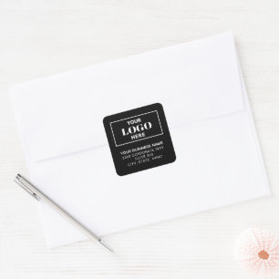 Business Logo Black Square Return Address Labels