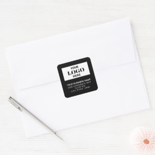 Business Logo Black Square Return Address Labels