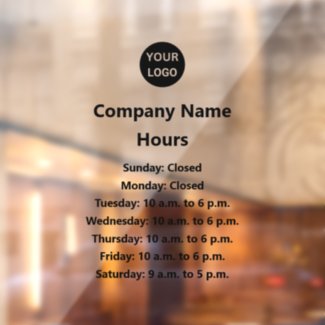 Business Logo Black Text Hours of Operation