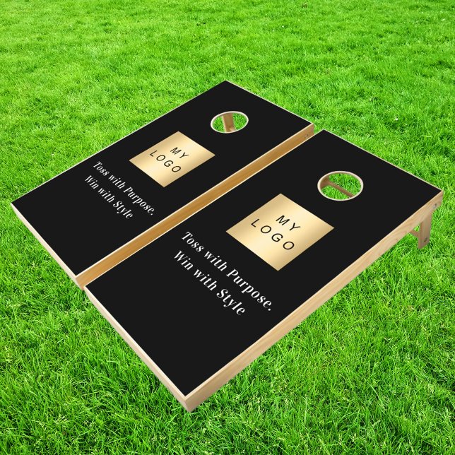 Business logo black text quote cornhole set (Creator Uploaded)