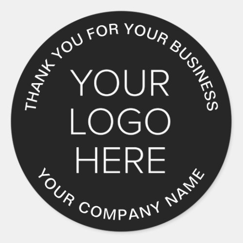Business Logo Black Thank You Classic Round Sticker