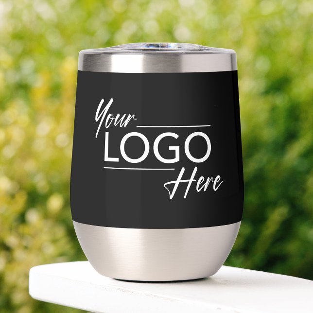 Business Logo Black Thermal Wine Tumbler (Creator Uploaded)