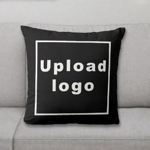 Business Logo Black Throw Pillow
