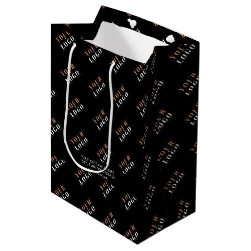 Business Logo Black Tiled Optional Tagline Website Medium Gift Bag