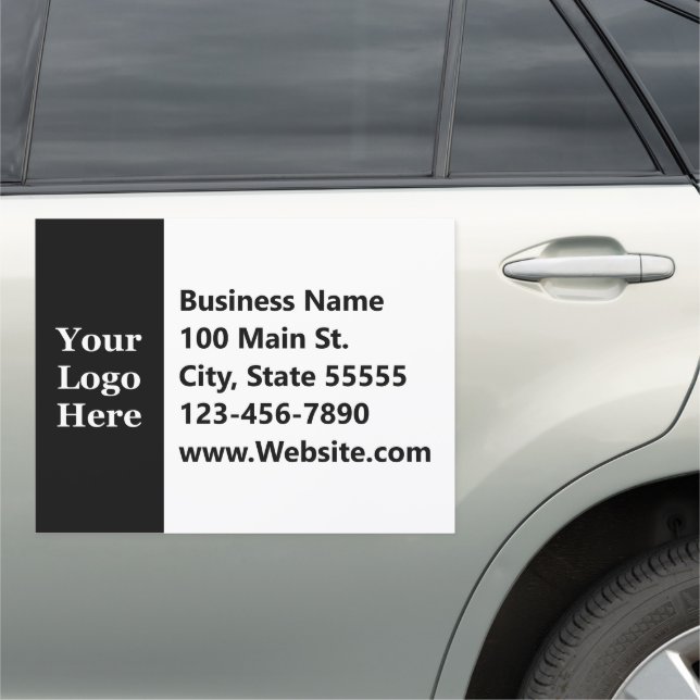 Business Logo Black White Address Phone Website Car Magnet (In Situ)