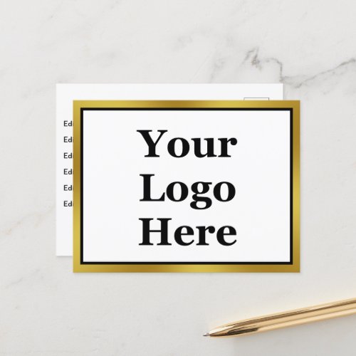 Business Logo Black White and Gold 2_sided  Postcard