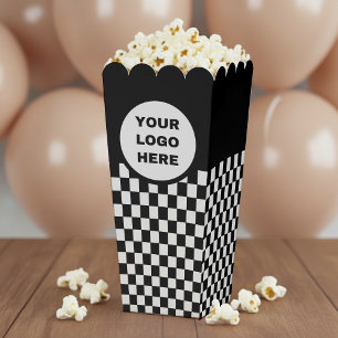 Business Logo Black & White Checkerboard Movie Favor Boxes