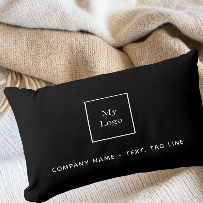 Business logo black white elegant  lumbar pillow