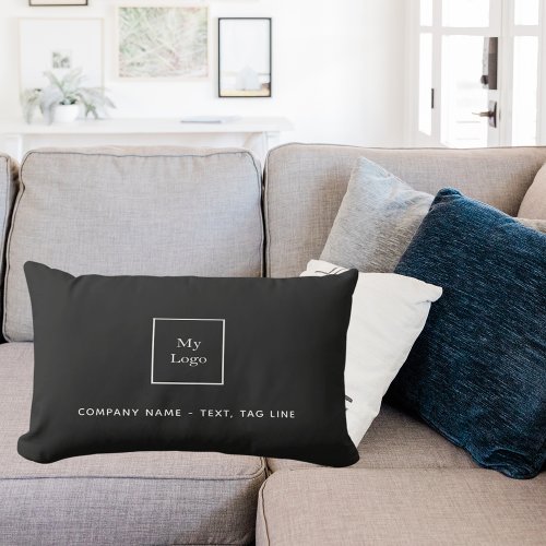 Business logo black white elegant lumbar pillow