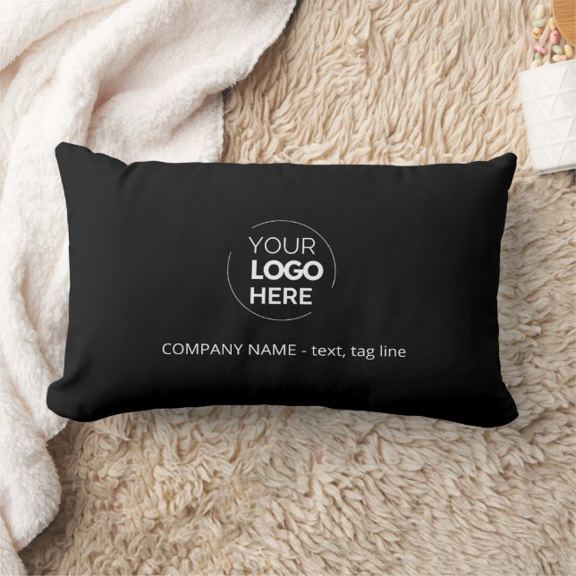Business logo black white elegant lumbar pillow (Blanket)
