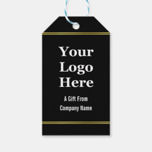 Business Logo Black White Gold A Gift From Company Gift Tags