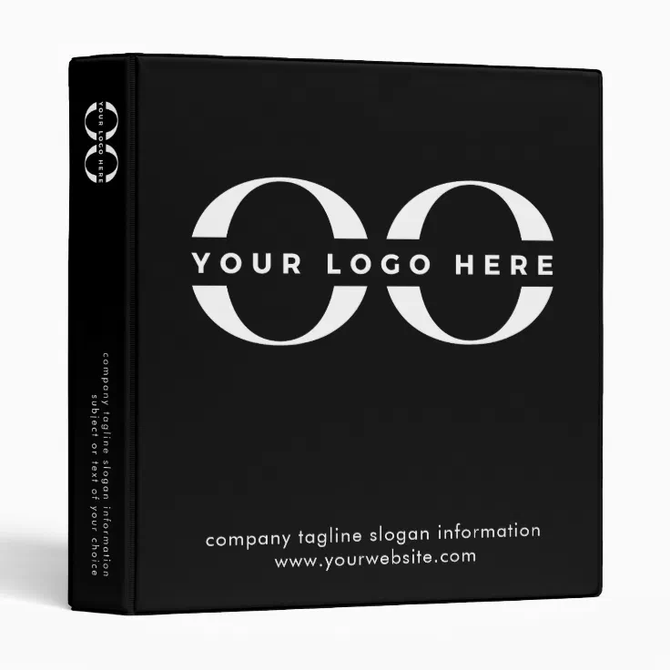 Business Logo Black White Minimalist Professional 3 Ring Binder 