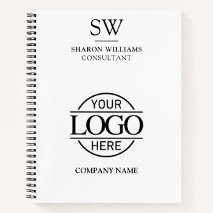 Business Logo Black & White Monogram Initial Noteb Notebook