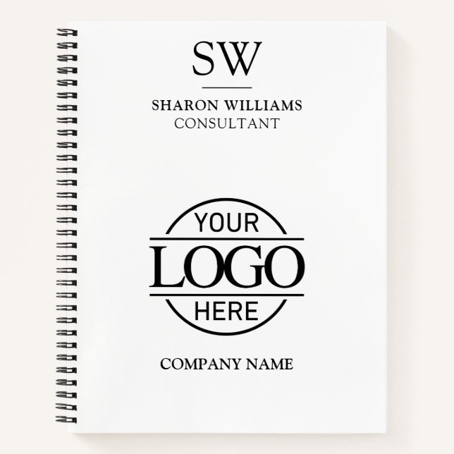 Business Logo Black & White Monogram Initial Noteb Notebook (Front)